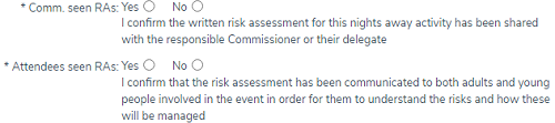 Risk Assessment Fields